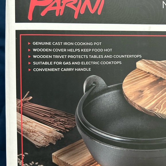 PARINI • 2 Liter Cast Iron Noodle Hot Pot • Black/Wood • Small • - Picture 4 of 9